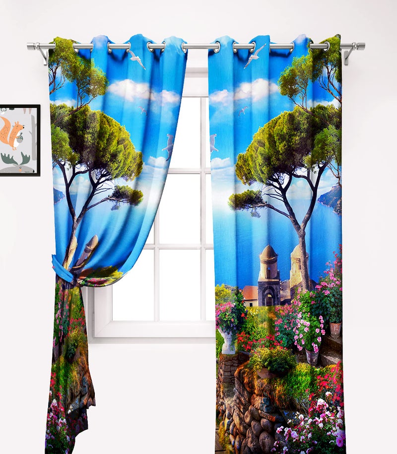Ultimate Trends Premium Polyester 3D Digital Nature Scenery Printed Grommet Curtains for Door, 7 feet, Pack of 2 Piece, Multi Color, (UTCR-1320_LF_D) - Image 1