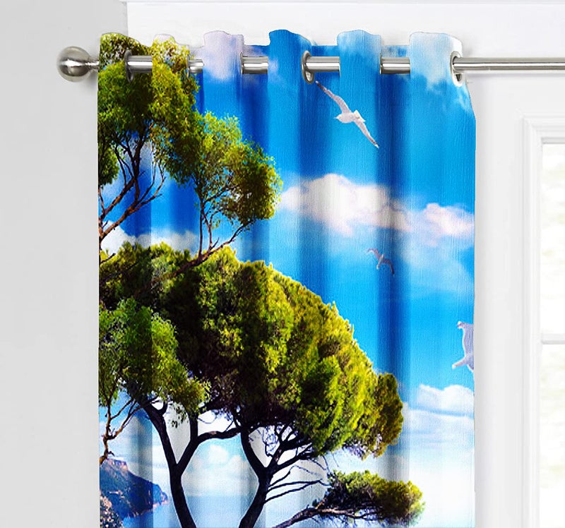 Ultimate Trends Premium Polyester 3D Digital Nature Scenery Printed Grommet Curtains for Door, 7 feet, Pack of 2 Piece, Multi Color, (UTCR-1320_LF_D) - Image 2