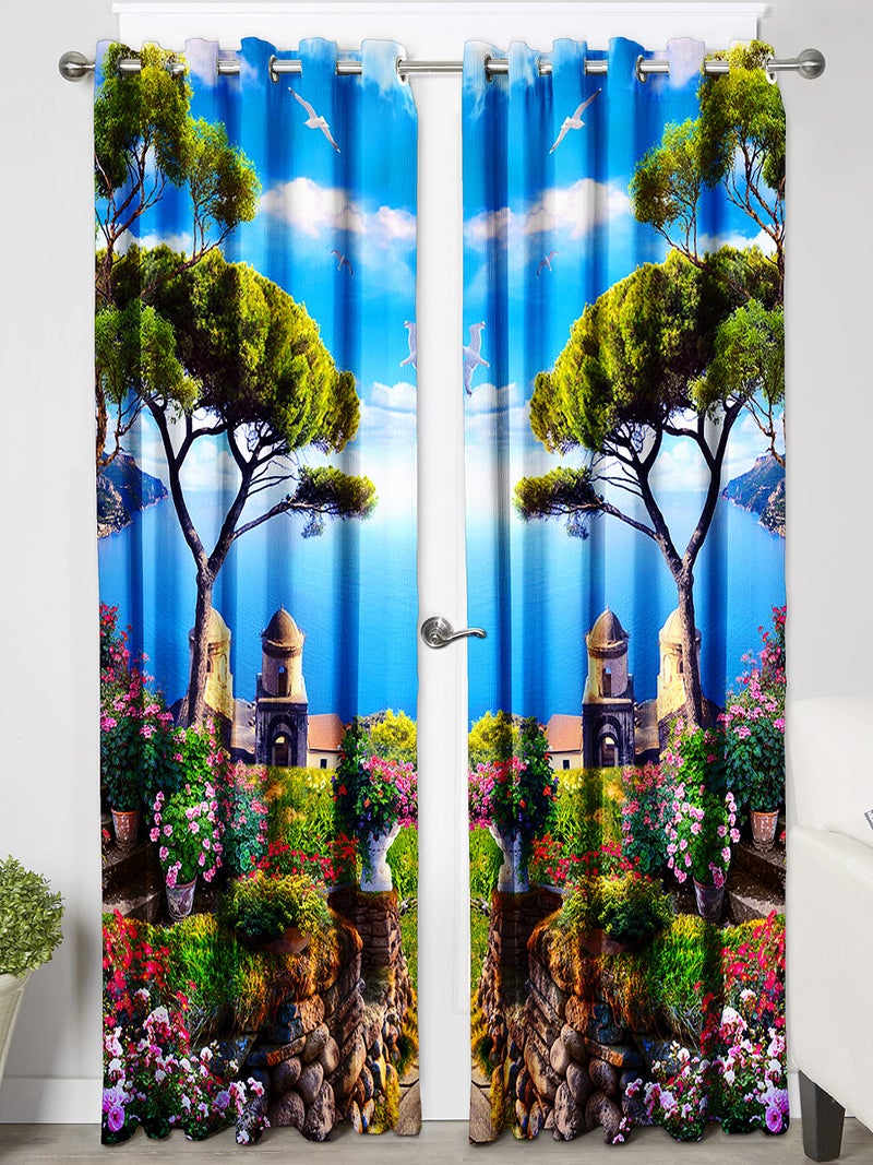 Ultimate Trends Premium Polyester 3D Digital Nature Scenery Printed Grommet Curtains for Door, 7 feet, Pack of 2 Piece, Multi Color, (UTCR-1320_LF_D) - Image 3