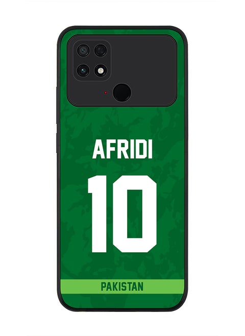 Rugged Black Edge Case for Xiaomi Poco C40, Slim fit Soft Case Flexible Rubber Edges Thin Cover - Player Name - AFRIDI, Jersey Number- 10