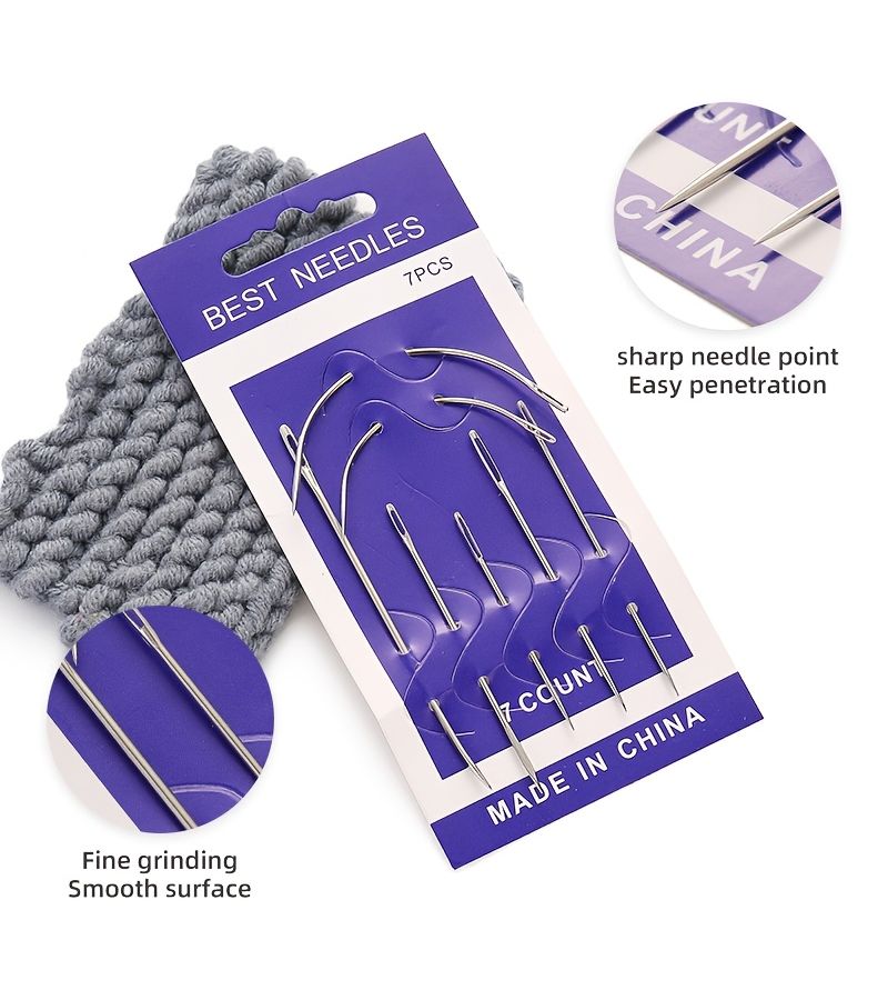 7 Stainless Steel Bent Needles Ergonomic Handle Durable For Crafts Shoe Repair Sewing - Image 4