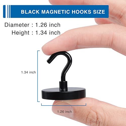 LOVIMAG Black Magnetic Hooks Heavy Duty, 120lbs Strong Neodymium Magnet Hook with Epoxy Coating for Cruise Cabins, Magnets with Hook for Locker, Classroom, Kitchen,Office,Metal Door Etc-4 Pack - Image 2
