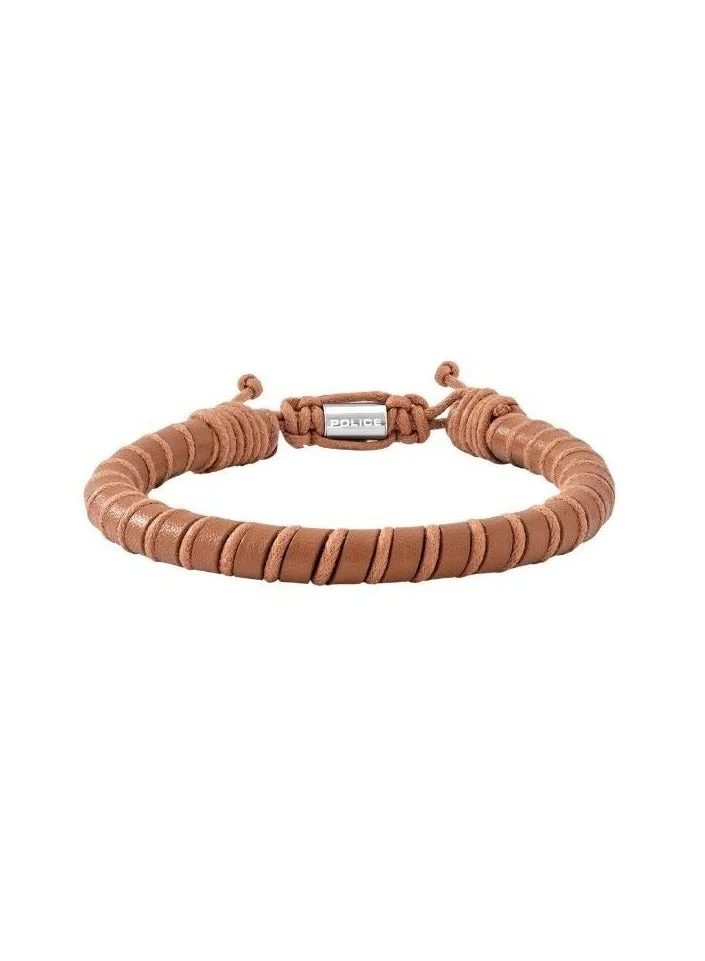 بوليس Silfra Brown Tan Leather Bracelet for Men