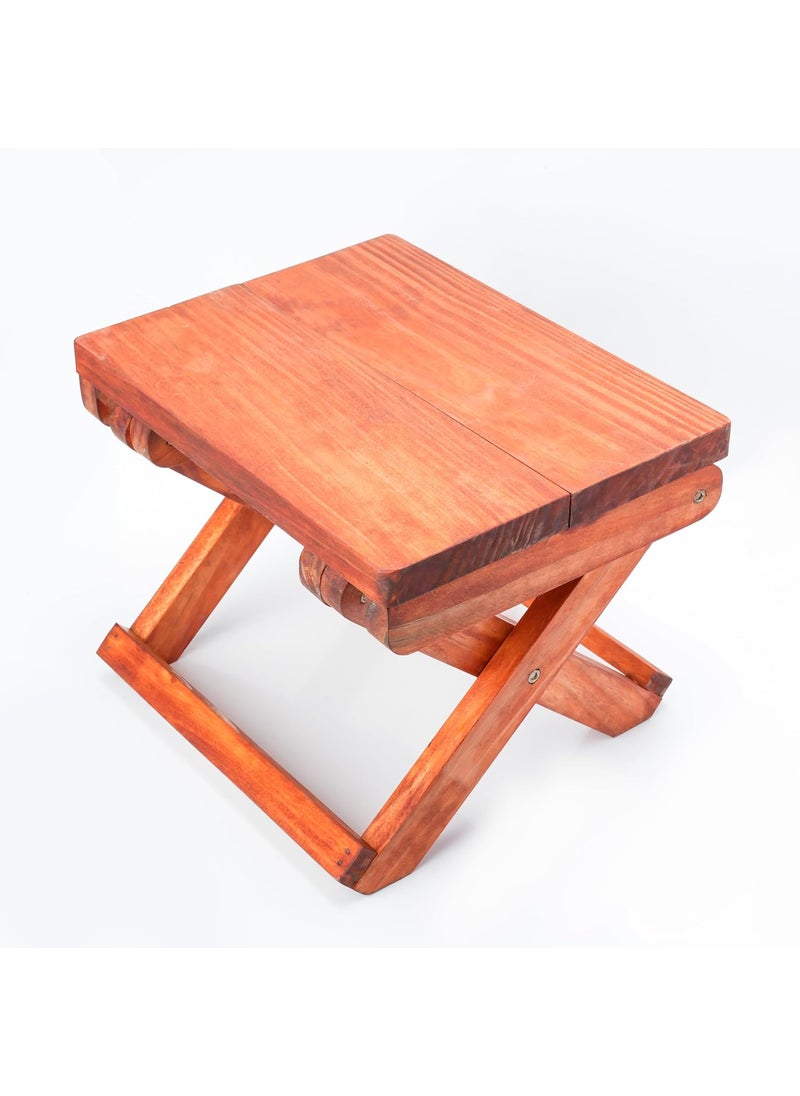 Larihk Retail Larihk Retail Portable Wooden Foldable Stool Compact and Lightweight Design Sturdy and Durable Seat for Indoor and Outdoor Use Ideal for Camping Garden Small Spaces and Easy Storage23X30X23 CM  - Image 1