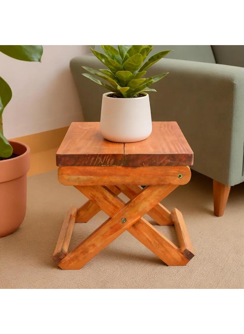 Larihk Retail Larihk Retail Portable Wooden Foldable Stool Compact and Lightweight Design Sturdy and Durable Seat for Indoor and Outdoor Use Ideal for Camping Garden Small Spaces and Easy Storage23X30X23 CM  - Image 2