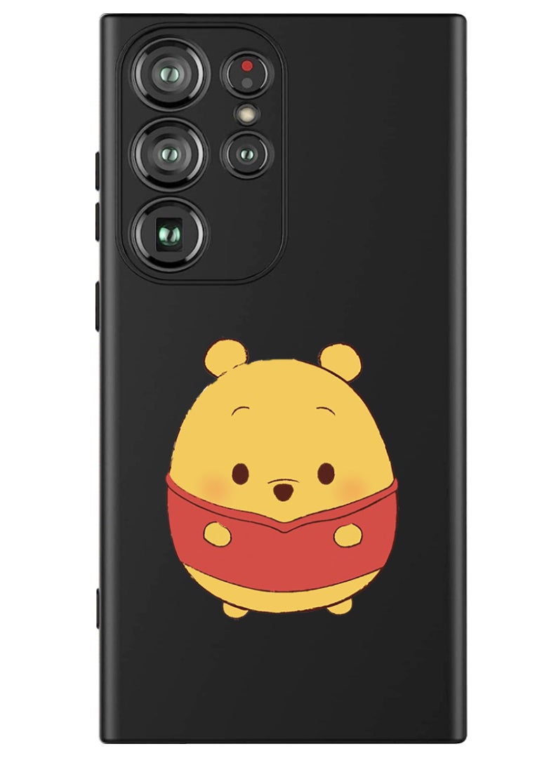 Theodor Protective Slim Fit Case Liquid Silicone Cover with Full Body Protection Anti-Scratch Shockproof Case For Samsung Galaxy S24 Ultra (Black) - Pooh - Image 1
