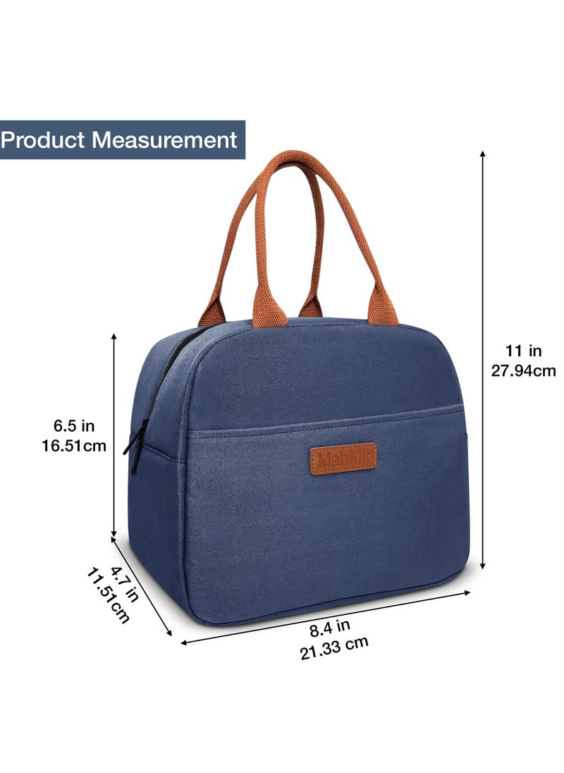 MahMir - Insulated Lunch Bag for Men Women Kids with Strap Handles, Wide Open Easy to Clean Insulated Lunch Bag Box for Office Work School Picnic Travel, Leakproof Thermal Cooler Insulated Lunch (Blue) - Image 1