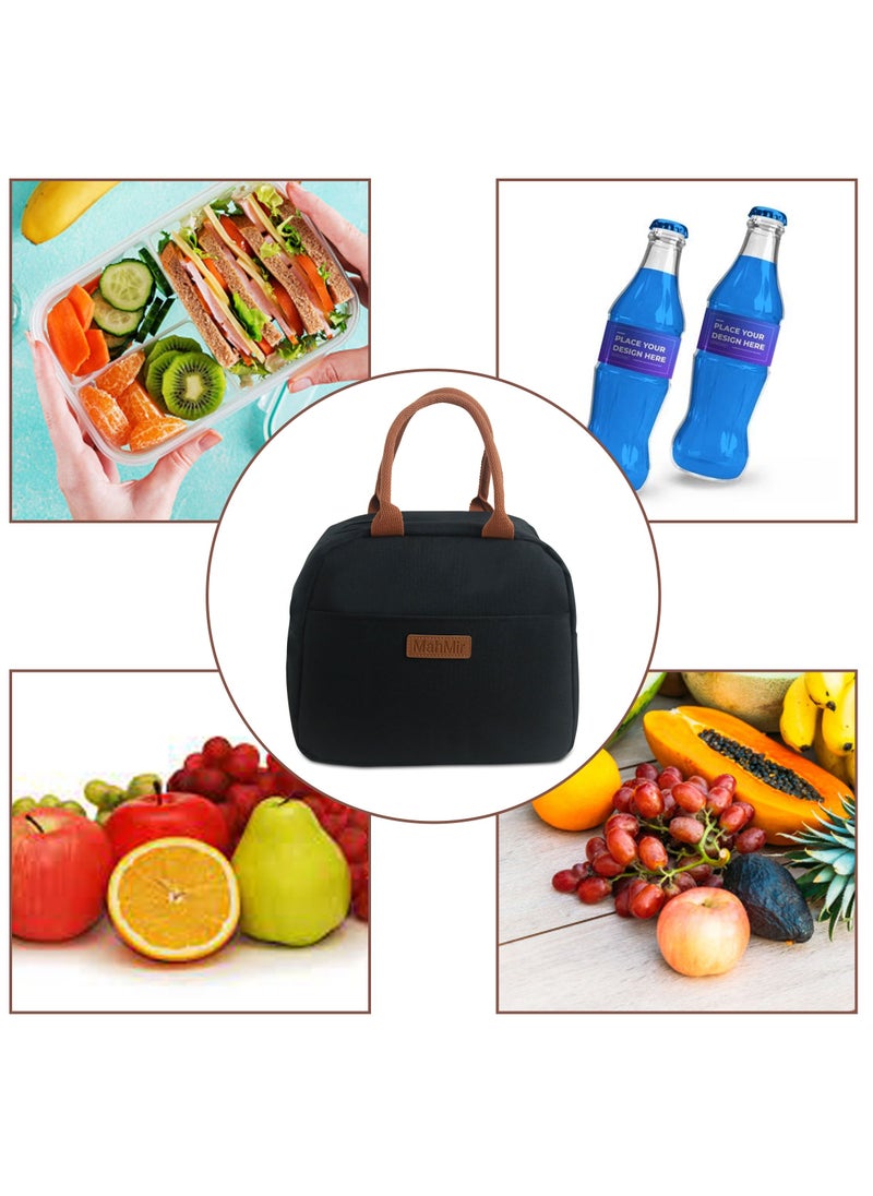 MahMir - Insulated Lunch Bag for Men Women Kids with Strap Handles, Wide Open Easy to Clean Insulated Lunch Bag Box for Office Work School Picnic Travel, Leakproof Thermal Cooler Insulated Lunch (Blue) - Image 1