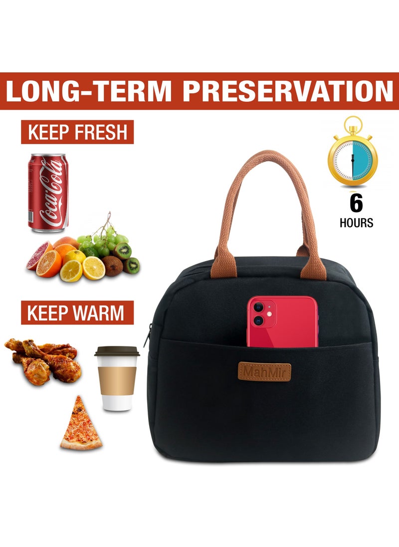 MahMir - Insulated Lunch Bag for Men Women Kids with Strap Handles, Wide Open Easy to Clean Insulated Lunch Bag Box for Office Work School Picnic Travel, Leakproof Thermal Cooler Insulated Lunch (Blue) - Image 1