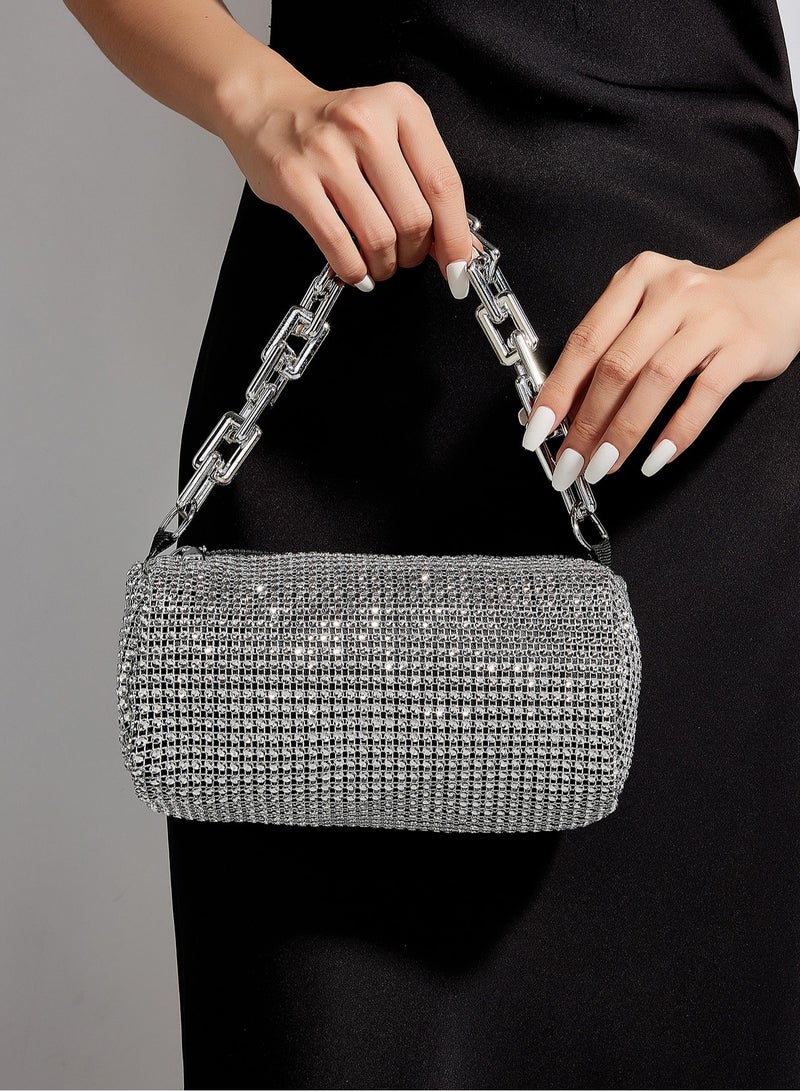 Glitter Bling,Shiny Glamorous,Elegant,Exquisite Mini Rhinestone Decor Chain Bucket Bag Dinner Bag,Evening Bag For Party Girl,Woman,For Female Perfect For Party,Wedding,Prom,Dinner/Banquet, Best Gift For Women  - Image 1