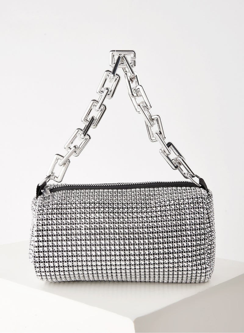 Glitter Bling,Shiny Glamorous,Elegant,Exquisite Mini Rhinestone Decor Chain Bucket Bag Dinner Bag,Evening Bag For Party Girl,Woman,For Female Perfect For Party,Wedding,Prom,Dinner/Banquet, Best Gift For Women  - Image 2