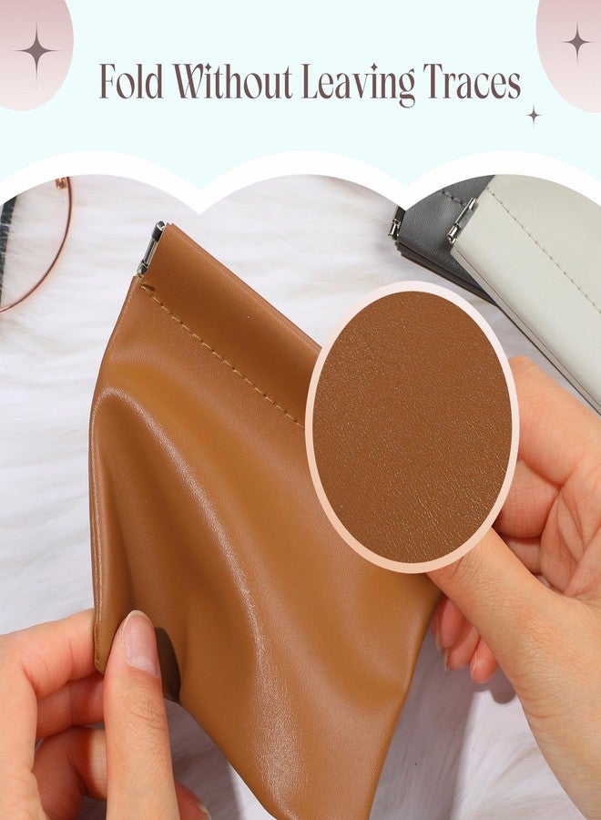 ISKYBOB 4PCS Small Makeup Bag for Purse, Portable Lambskin Pocket Cosmetic Bag Squeeze Top Coin Purse for Women Snap Closure Organizer Pouch Mini Self-Closing Lipstick Pouchic for Travel(Autumn) - Image 5