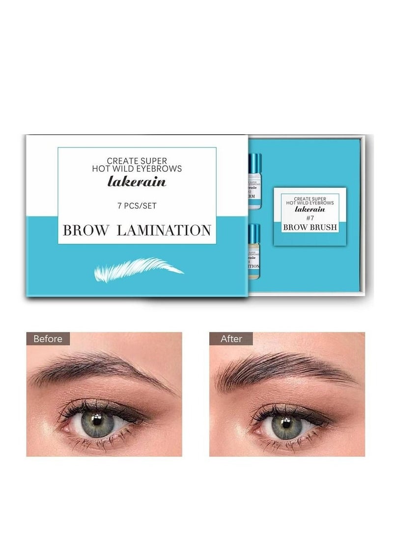 lakerain - Eyebrow Lamination Kit Brow Lift Kit Eye-Brow Lamination Kit Professional Eyebrow Perming Brow Lamination For Fuller Feathered Eyebrows Instant Eyebrow Lift 7 Pcs kit - Image 1