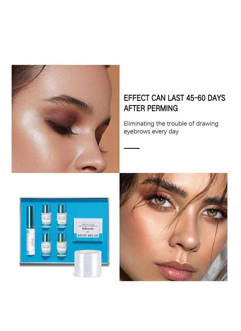lakerain - Eyebrow Lamination Kit Brow Lift Kit Eye-Brow Lamination Kit Professional Eyebrow Perming Brow Lamination For Fuller Feathered Eyebrows Instant Eyebrow Lift 7 Pcs kit - Image 1