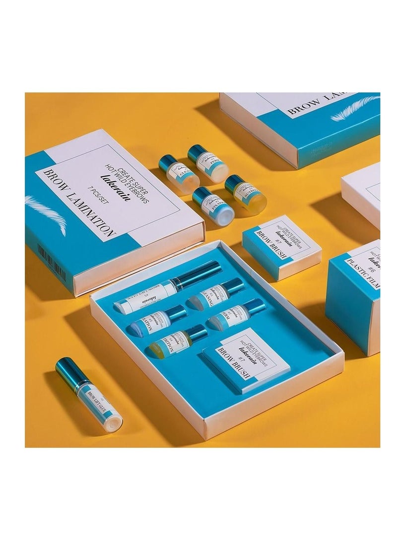 lakerain - Eyebrow Lamination Kit Brow Lift Kit Eye-Brow Lamination Kit Professional Eyebrow Perming Brow Lamination For Fuller Feathered Eyebrows Instant Eyebrow Lift 7 Pcs kit - Image 1