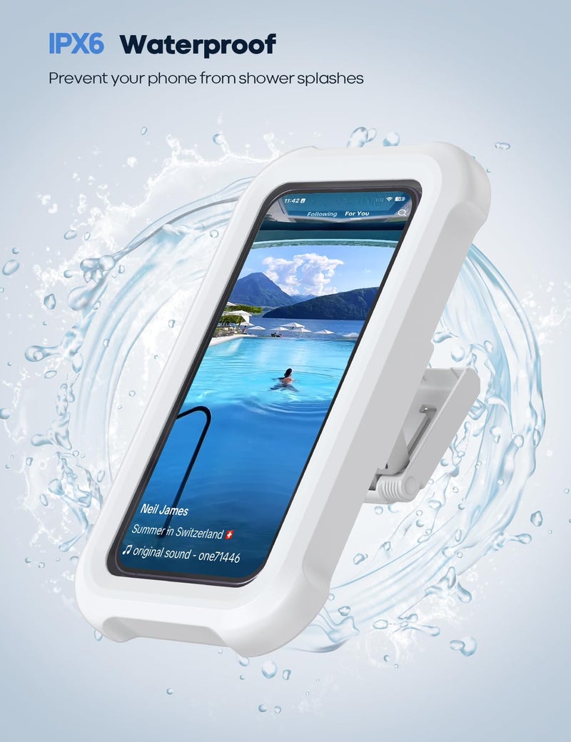 Lamicall Shower Phone Holder Waterproof - 480° Rotatable Retractable Adjustable Shower iPhone Case Holder, Bathroom Wall Phone Mount Stand Water Proof Anti Fog Case, Accessories for 4-7" Cellphones - Image 3
