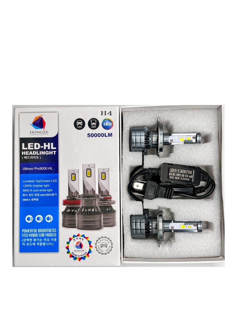 Generic HONGZE Headlights Generic 2Pcs H4 LED Headlight Bulbs with Super Bright Cool White Hi/Lo Beam LED Bulbs Plug and Play(Korea)  - Image 2