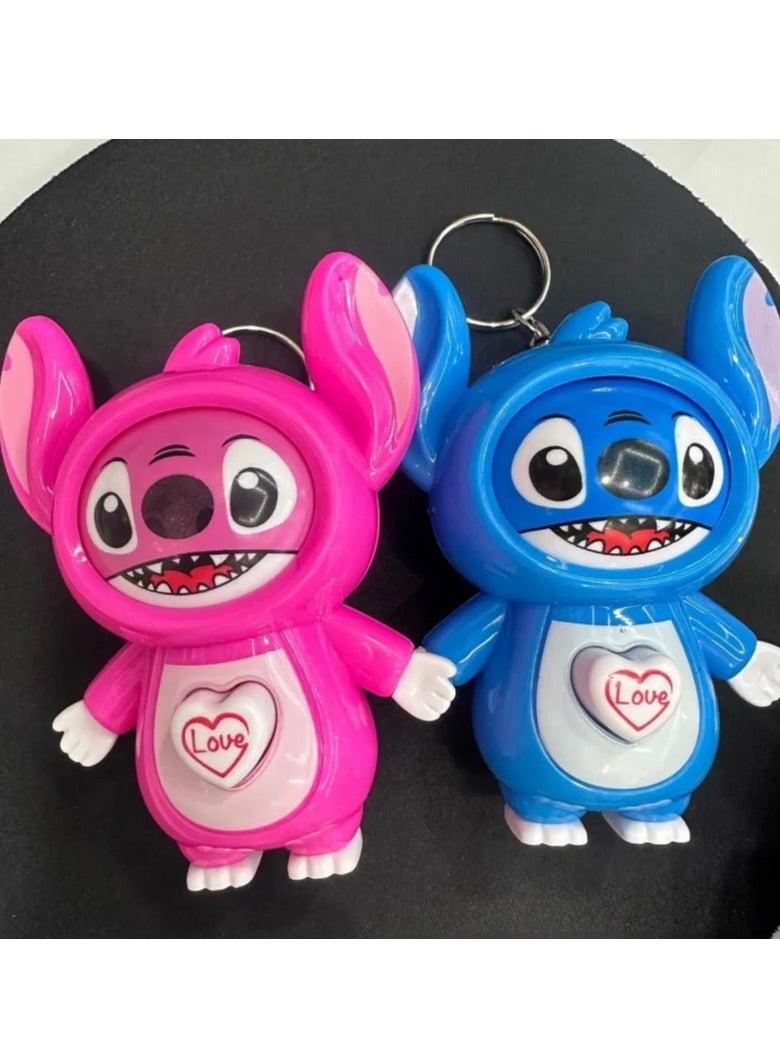 سلسلة مفاتيح ستيتش كومفورت (عبوة من قطعتين، أزرق * وردي) - سلسلة مفاتيح بتصميم قلب ناعم قابل للتغيير، مصنوعة من البلاستيك المتين، هدية للأصدقاء وجميع الأعمار، هدايا جميلة - Image 1