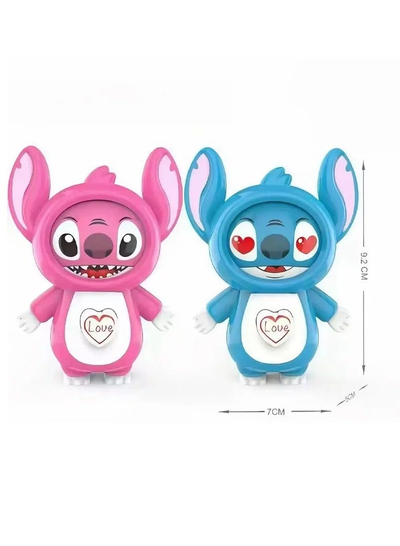 سلسلة مفاتيح ستيتش كومفورت (عبوة من قطعتين، أزرق * وردي) - سلسلة مفاتيح بتصميم قلب ناعم قابل للتغيير، مصنوعة من البلاستيك المتين، هدية للأصدقاء وجميع الأعمار، هدايا جميلة - Image 2