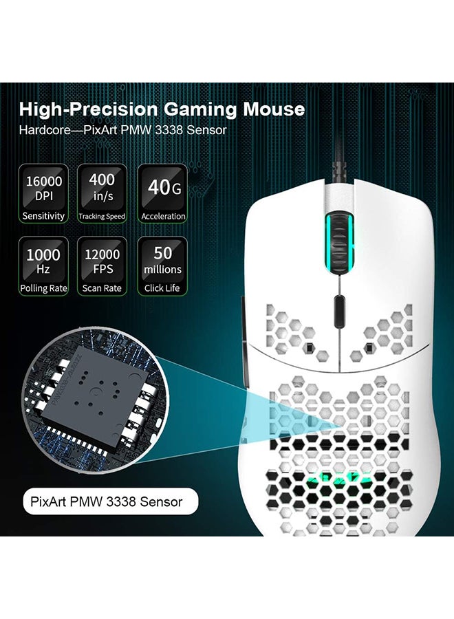 AJ390 Gaming Wired Ultra-Lightweight Honeycomb Design 16000DPI Programmable Mice 7 ons Computer Mouse for Laptop - Image 5