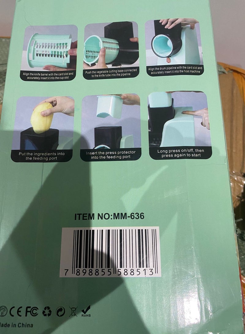 قطاعة خضروات وفواكه كهربائية متعددة الاستخدامات لاسلكية مع 3 أسطوانات شفرات من الستانلس ستيل – قابلة لإعادة الشحن (USB Type-C) - Image 4