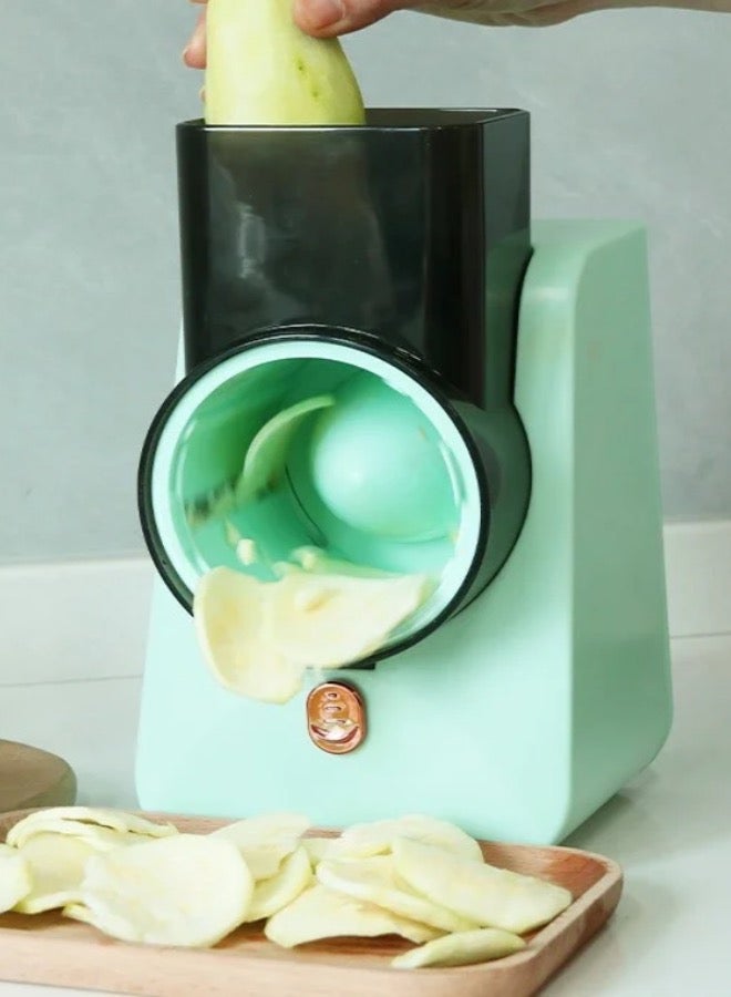 قطاعة خضروات وفواكه كهربائية متعددة الاستخدامات لاسلكية مع 3 أسطوانات شفرات من الستانلس ستيل – قابلة لإعادة الشحن (USB Type-C) - Image 2