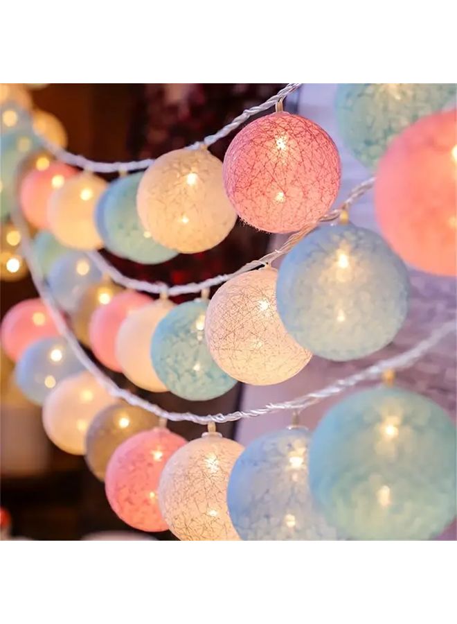 Macaron Color Round Ball LED Fairy String Lights 59.05in 10LED Battery Plastic - Image 1