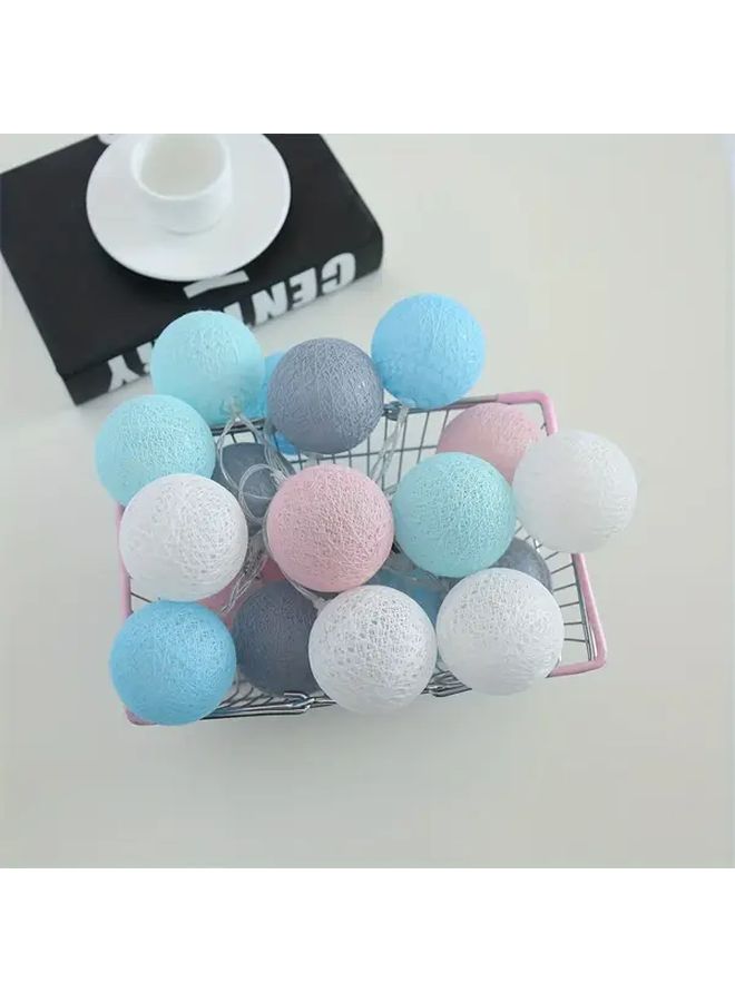 Macaron Color Round Ball LED Fairy String Lights 59.05in 10LED Battery Plastic - Image 3