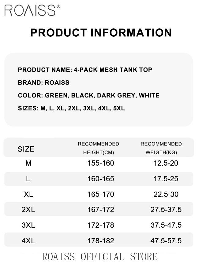 roaiss 4 Pack Ice Silk Fishing Sun Vest for Men Crew Neck Loose Versatile Ultra Thin Mesh Breathable Tank Top Moisture Wicking Quick Drying Sports Fitness Waistcoat Non-sticky Skin - Image 5