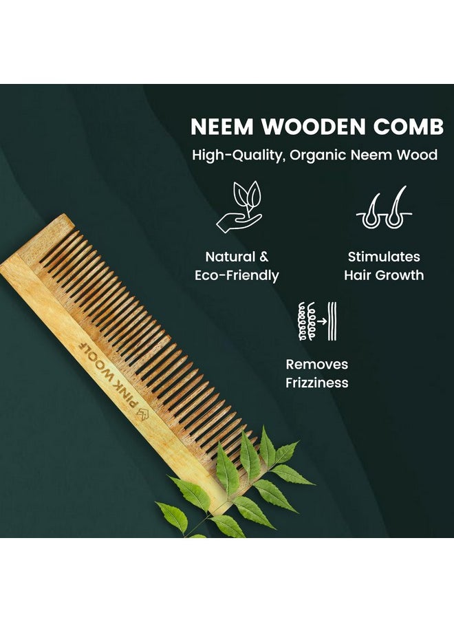 PINK WOOLF Handmade Neem Wooden Comb Comb, Women & Men, Natural And Eco-Friendly, Anti-Bacterial Hair Styling Comb With Fine & Wide Teeth Comb, Three Comb Combo  - Image 5