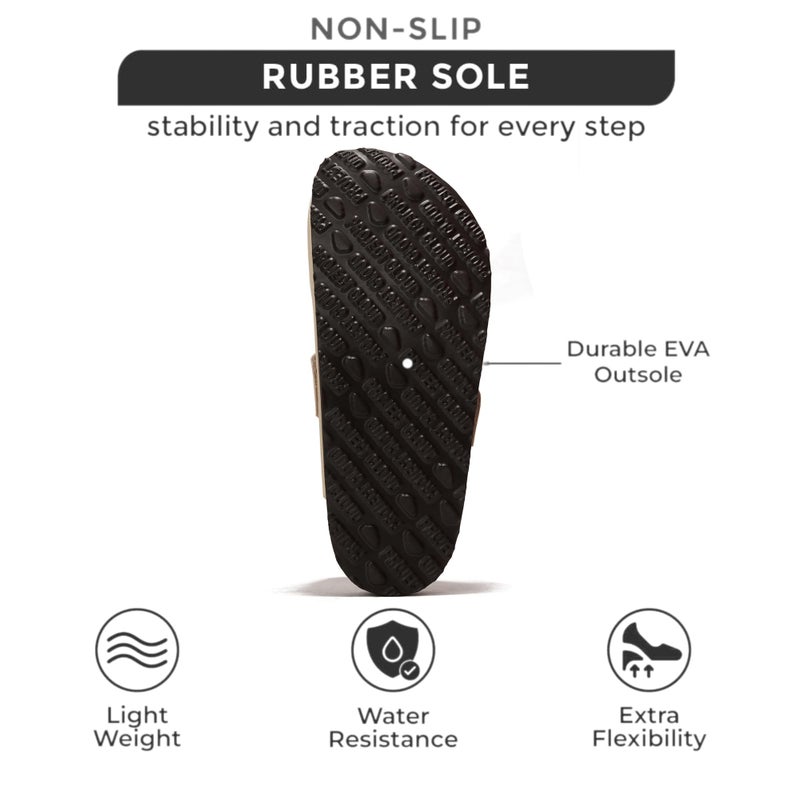 Project Cloud 100% Genuine Leather Clogs for Women Shoes - Memory Foam Insole, Non-Slip & Natural Cork Footbed Arch Support Big Buckle Womens Clogs and Mules Footwear (Manchester_W,OFFW, 9) - Image 3