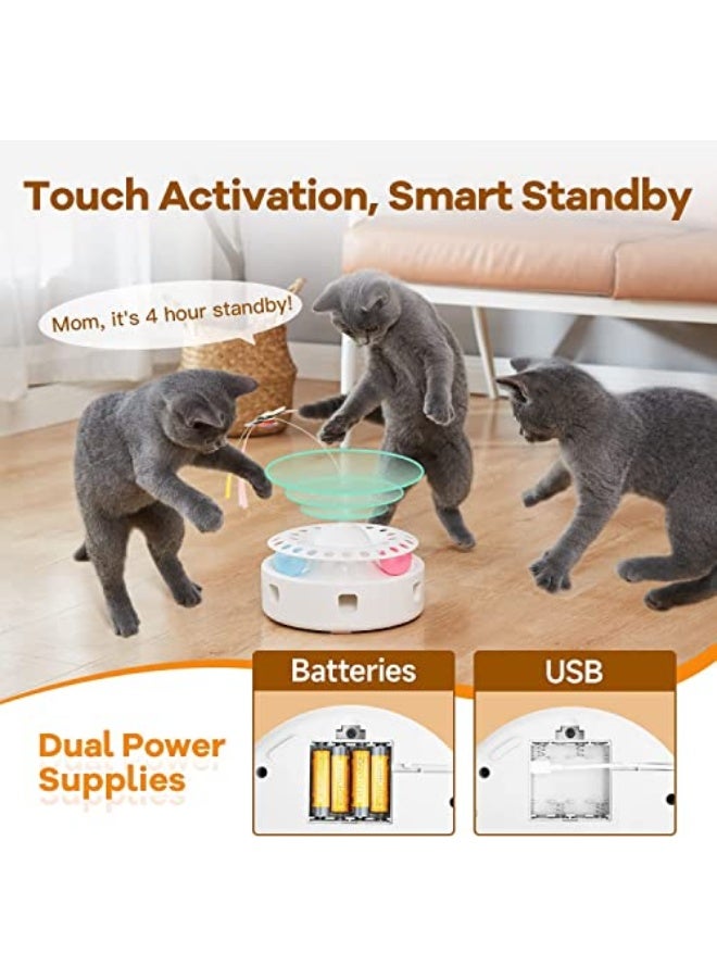 Interactive Toys for Cats, 3-in-1 Smart Interactive Electronic Kitten Toy, Fluttering erfly, Random Moving Ambush Feather, Catnip Bell Track Balls, Indoor Exercise Cat Kicker(White) - Image 5