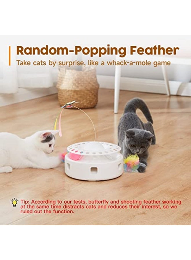 Interactive Toys for Cats, 3-in-1 Smart Interactive Electronic Kitten Toy, Fluttering erfly, Random Moving Ambush Feather, Catnip Bell Track Balls, Indoor Exercise Cat Kicker(White) - Image 3
