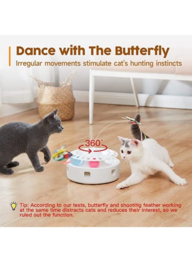 Interactive Toys for Cats, 3-in-1 Smart Interactive Electronic Kitten Toy, Fluttering erfly, Random Moving Ambush Feather, Catnip Bell Track Balls, Indoor Exercise Cat Kicker(White) - Image 4