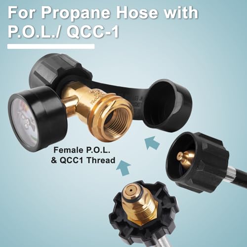 Shinestar عداد غاز بروبان عالمي من شينستار لخزانات 5-20 رطل | مؤشر مستوى الغاز للشواية، المدفأة، عربة التخييم، اتصال QCC1/نوع 1 - Image 3