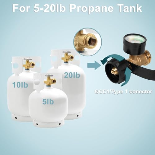 Shinestar عداد غاز بروبان عالمي من شينستار لخزانات 5-20 رطل | مؤشر مستوى الغاز للشواية، المدفأة، عربة التخييم، اتصال QCC1/نوع 1 - Image 5