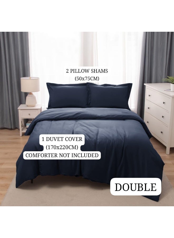 PanaX Bedding Duvet Cover Double Size Set- 1Pieces Duvet Cover 170X220Cm / 2Pieces-Pillow Shams 50X75Cm (Navy, Double) - Image 3