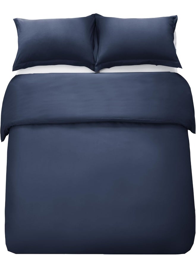 PanaX Bedding Duvet Cover Double Size Set- 1Pieces Duvet Cover 170X220Cm / 2Pieces-Pillow Shams 50X75Cm (Navy, Double) - Image 2