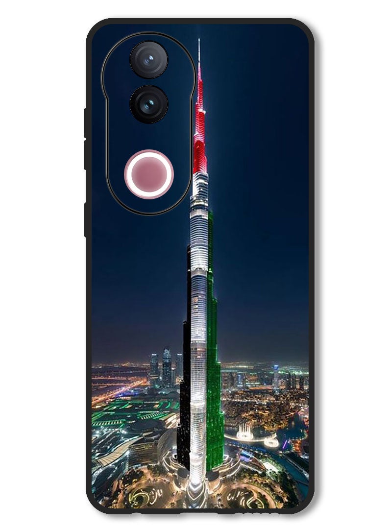 Theodor Case Compatible with Vivo V50 Protection Shockproof Bumper Cover Burj Khalifa UAE Flag - Image 1