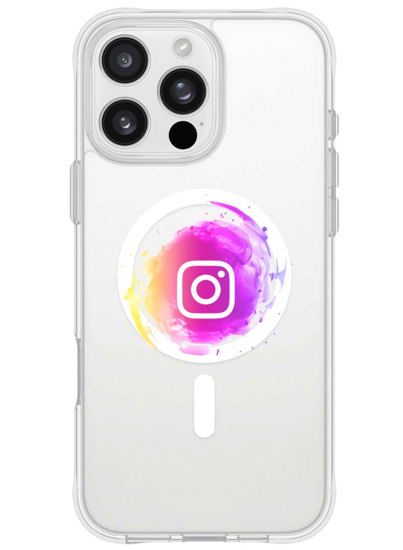 Theodor iPhone 16 Pro Max Magsafe Magnetic Case for iPhone Compatible with Wireless Charging, Shockproof Phone Bumper Cover - Instagram logo - Image 1