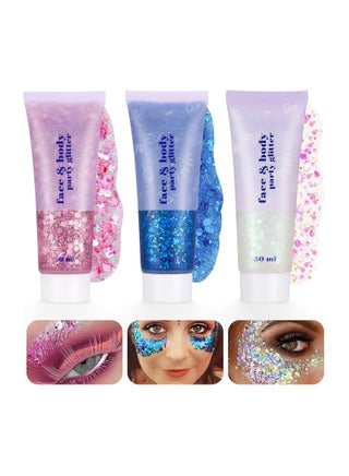 3 Pieces Body Glitter Gel