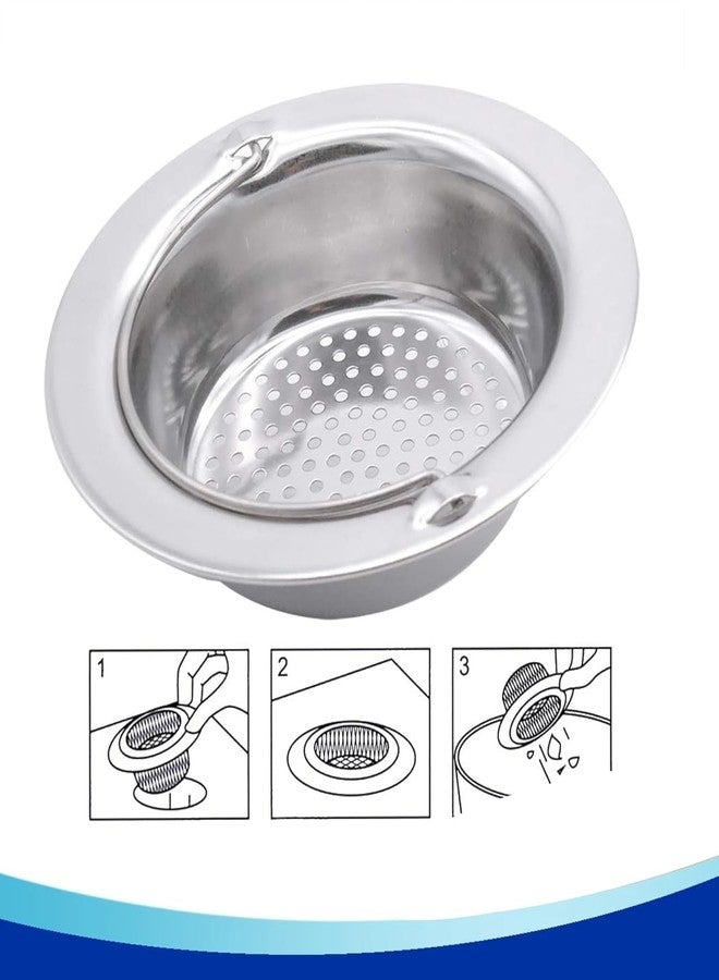 FASTMART Kitchen Sink Strainer Heavy Duty Stainless Steel Sink Jali Kitchen Drain Basin Basket Filter Stopper Drainer for Bathroom & Kitchen Sink Mesh Strainer (Handle Sink Jali Pack of 2) - Image 3
