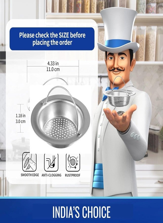 FASTMART Kitchen Sink Strainer Heavy Duty Stainless Steel Sink Jali Kitchen Drain Basin Basket Filter Stopper Drainer for Bathroom & Kitchen Sink Mesh Strainer (Handle Sink Jali Pack of 2) - Image 2