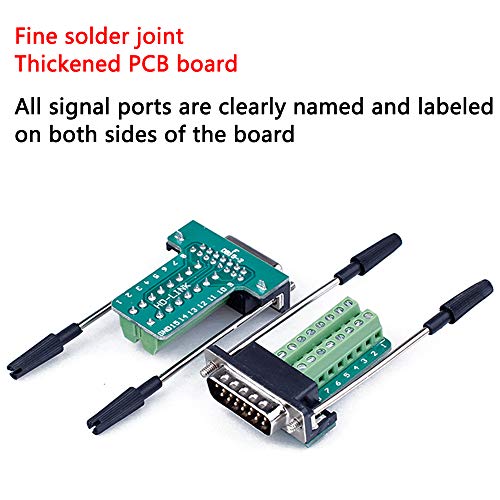 ANMBEST DB15 Solderless Serial to 15-pin Port Terminal Male Adapter Connector Breakout Board with Case Long Bolts Nuts (2PCS Male) - Image 2