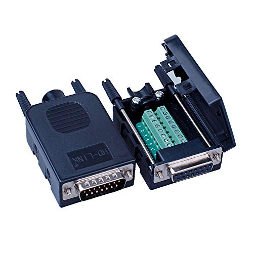 ANMBEST DB15 Solderless Serial to 15-pin Port Terminal Male Adapter Connector Breakout Board with Case Long Bolts Nuts (2PCS Male) - Image 4