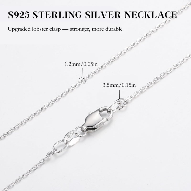 IEFWELL S925 Sterling Silver Chain Necklace for Women - 1.2 mm Cable Sterling Silver Chain, Dainty Italian Quality Sturdy hypoallergenic Necklace, 18 Inch Jewelry Gifts for Men Women - Image 2