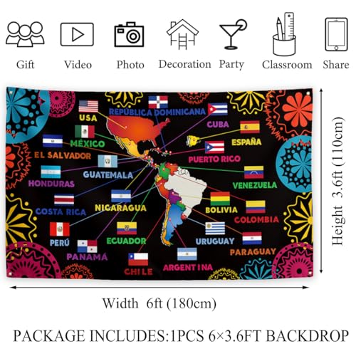 Yarcooly Hispanic Heritage Month Decorations Latin American Banner Spanish Classroom Decorations National Hispanic Heritage Month Decorations for Classroom Home - Image 2