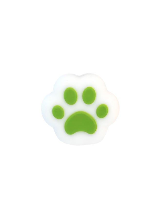 AMOGMO Special-shaped Cat Claw Rocker Cap For Switch Handle Silicone Non-slip Game Rocker Protection Cap-Product Color:White Background Grass Green Cat Claws (1000 Per Pack)  - Image 1