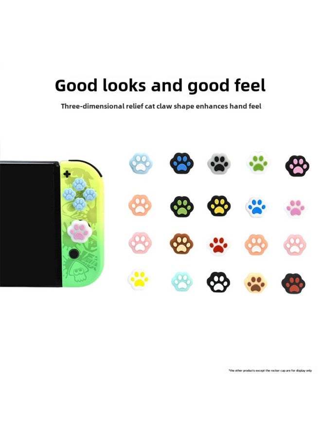 AMOGMO Special-shaped Cat Claw Rocker Cap For Switch Handle Silicone Non-slip Game Rocker Protection Cap-Product Color:White Background Grass Green Cat Claws (1000 Per Pack)  - Image 2