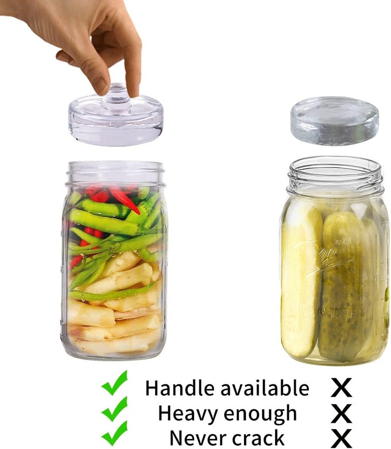 eleganttime 9 Pack Glass Fermentation Weights with Easy Grip Handle, Heavy Fermenting Lids Canning Weight Kit for Wide Mouth Pickling Mason Jars - Image 5
